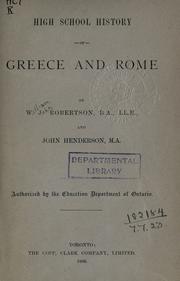 Cover of: High school history of Greece and Rome. by William John Robertson, William John Robertson