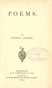 Cover of: Poems. by Sidney Lanier
