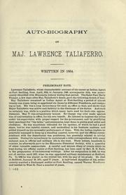 Cover of: Auto-biography of Major Lawrence Taliaferro by Lawrence Taliaferro