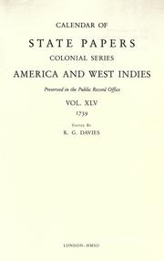 Cover of: Colonial Records.  Calendar of State Papers, Colonial by Public Record Office
