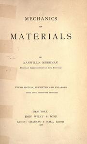 Cover of: Mechanics of materials by Mansfield Merriman