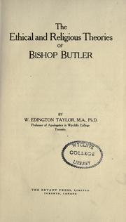 Cover of: ethical and religious theories of Bishop Butler