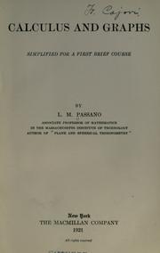 Cover of: Calculus and graphs simplified for a first brief course by Leonard M. Passano