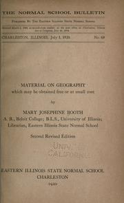 Material on geography which may be obtained free or at small cost by Mary Josephine Booth