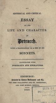 Cover of: An historical and critical essay on the life and character of Petrarch