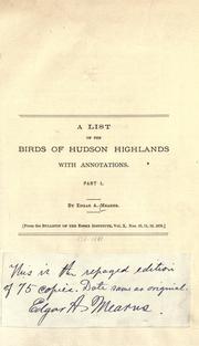 Cover of: A list of the birds of Hudson highlands: with annotations