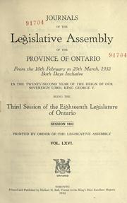 Cover of: Journals of the Legislative Assembly of the Province of Ontario. by Ontario. Legislative Assembly.