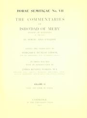 Cover of: The Commentaries of Isho'dad of Merv, Bishop of Hadatha (c. 850 A.D.) in Syriac and English