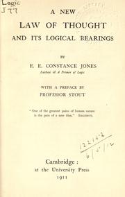 Cover of: A new law of thought and its logical bearings by E.E. Constance Jones