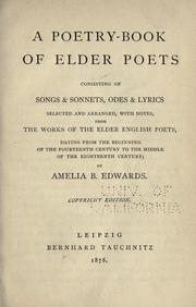 Cover of: A poetry-book of elder poets by Edwards, Amelia Ann Blanford
