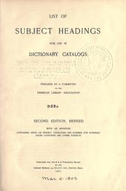 List of subject headings for use in dictionary catalogs by American Library Association
