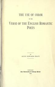 Cover of: The use of color in the verse of the English romantic poets. by Alice Edwards Pratt