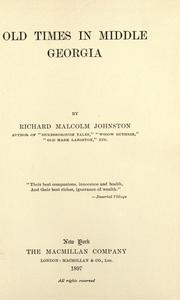 Cover of: Old times in middle Georgia