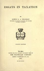 Cover of: Essays in taxation