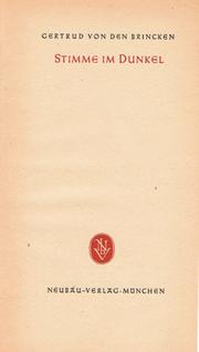 Cover of: Stimme im Dunkel by Gertrud von den Brincken