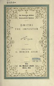 Cover of: Dmitri the impostor. by Bain, F. W., Bain, F. W.