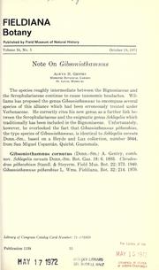 Cover of: Note on Gibsoniothamnus