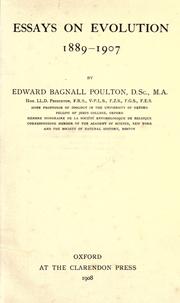 Cover of: Essays on evolution 1889-1907 by Poulton, Edward Bagnall Sir