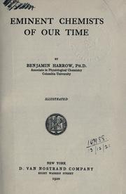 Cover of: Eminent chemists of our times.