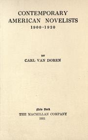 Cover of: Contemporary American novelists, 1900-1920 by Carl Van Doren, Carl Van Doren