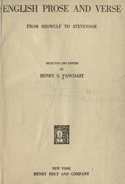 Cover of: English prose and verse from Beowulf to Stevenson by Pancoast, Henry Spackman, Pancoast, Henry Spackman