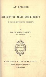 Cover of: An episode in the history of religious liberty in the nineteenth century.