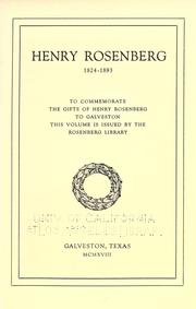 Cover of: Henry Rosenberg, 1824-1893 by Rosenberg Library.