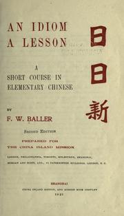 Cover of: An idiom a lesson: a short course in elementary Chinese