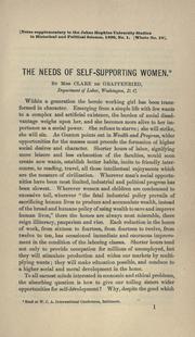 The needs of self-supporting women by Mary Clare de Graffenried