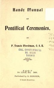 Cover of: Handy manual of pontifical ceremonies