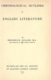 Cover of: Chronological outlines of English literature