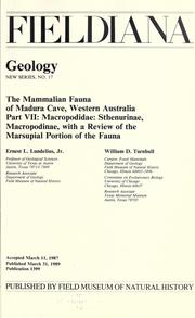 Cover of: The mammalian fauna of Madura Cave, Western Australia. by Ernest L. Lundelius, Ernest L. Lundelius