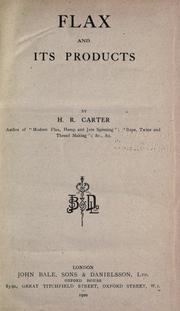 Cover of: Flax and its products