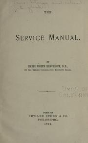 The service manual by Krauskopf, Joseph