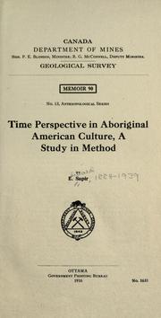 Time perspective in aboriginal American culture by Edward Sapir