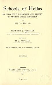 Cover of: Schools of Hellas by Freeman, Kenneth John