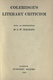 Cover of: Literary criticism.: With an introd. by J.W. MacKail.