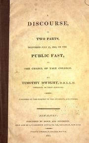 Cover of: A discourse, in two parts by Dwight, Timothy