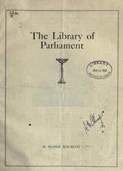 Cover of: The Library of Parliament.