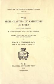 Cover of: The eight chapters of Maimonides on ethics by Moses Maimonides