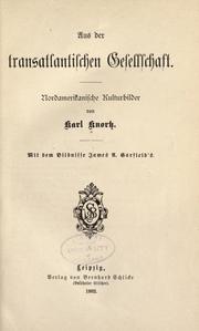 Cover of: Aus der transatlantischen gesellschaft.: Nordamerikanische kulturbilder