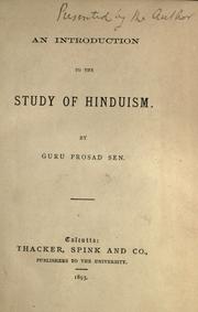 Cover of: An introduction to the study of Hinduism