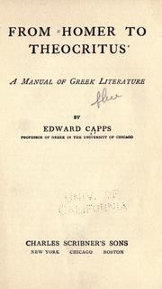 Cover of: From Homer to Theocritus by Edward Capps, Edward Capps