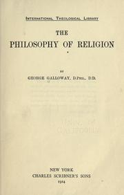 Cover of: The philosophy of religion