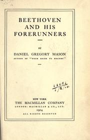 Cover of: Beethoven and his forerunners
