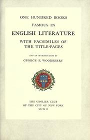 Cover of: One hundred books famous in English literature by Grolier Club