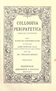 Cover of: Colloquia peripatetica by Duncan, John