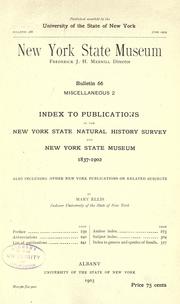 Cover of: Index to publications of the New York State Natural History Survey and New York State Museum, 1837-1902 by Ellis, Mary bibliographer.