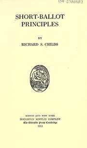 Cover of: Short-ballot principles by Richard S. Childs