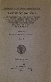 Cover of: Plantae Wilsonianae by Sargent, Charles Sprague, Sargent, Charles Sprague